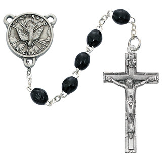 (R447DF) 7X8MM BLACK WOOD H.S. ROSARY