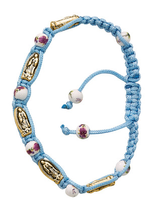 (BR720C) AQUA GUADALUPE CORD BRACELET