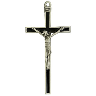 (73-40) 5" BLACK ENAMEL CRUCIFIX, BOX