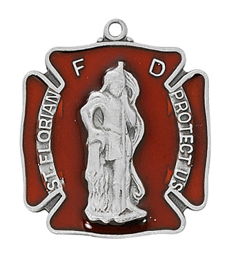 (D763) PEW RED ST FLORIAN MEDAL, 24"