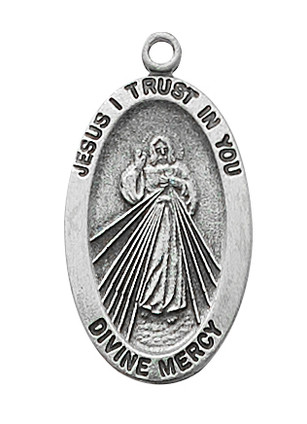 (D964) PEWTER DIVINE MERCY 18"CH