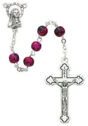 (P3PKR) 6MM PINK SWIRL ROSARY BOXED