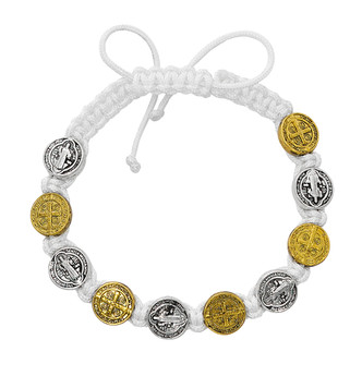 (BR853C) WHITE CORD SILVER/GOLD ST. BEN