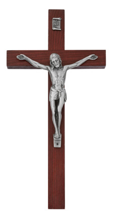 (81-80) 10" CHERRY CRUCIFIX SILVER COR