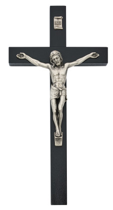 (81-78) 10" BLACK CRUCIFIX SILVER CORP