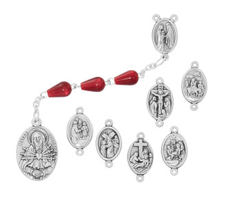 (P143X) RED TEARDROP 7 SORROWS CHAPLET