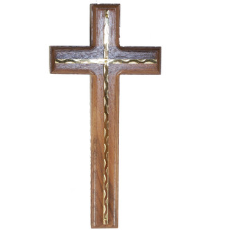 (79-14) 10" WALNUT CROSS WITH BRASS