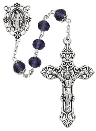 (P361X) 8MM SUN-CUT AMETHYST ROSARY
