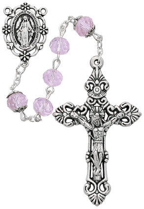 (P364X) 8MM SUN-CUT PINK ROSARY