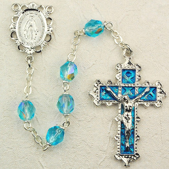 (879-AQKF) 6MM AQUA ROSARY