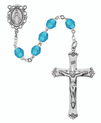 (875L-AQF) SS 6MM AQUA/MARCH ROSARY