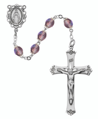 (875L-AMF) SS 6MM AMETHYST/JUNE ROSARY