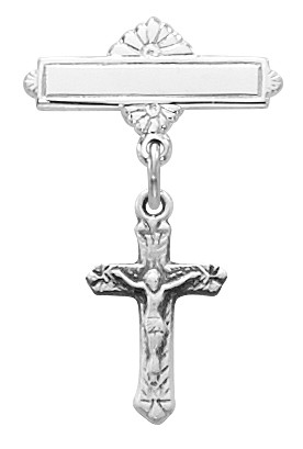 (466LT) SS CRUCIFIX RF BABY PIN/T