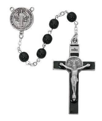 (863DF) 7MM BLACK GLASS ST BENEDICT