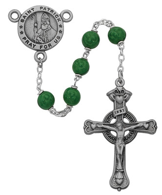 (786DF) 7MM  GREEN ST. PATRICK ROSARY