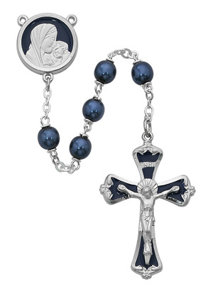 (774RF) 7MM DARK BLUE ROSARY W/EPOXY