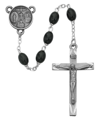 (137D-BKF) 6X8MM BLACK WOOD OVAL ROSARY