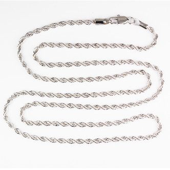(B-FR24C) 24" FRENCH ROPE RHODIUM CHAIN