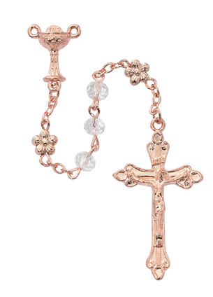 (R766W) IMM ROSE GOLD CRYSTAL ROSARY