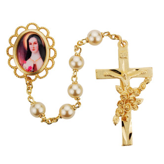 (785HF) GP 7MM PEARL ST THERESE ROSARY