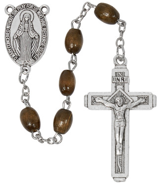 (P558R) BROWN WOOD ROSARY
