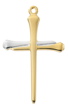 (J9231) 24"CH G/SS TWO-TONE NAIL CROSS