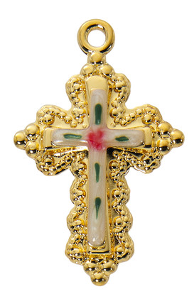 (J9238) 18" CH G/SS CLOISONNE CROSS 