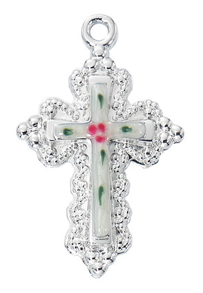 (L9238) 18" CH SS CLOISONNE ENAMEL CRO