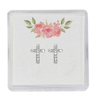 (EAR27) CRYSTAL CROSS EARRINGS