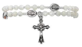 (B1001C) MOTHER OF PEARL TWIST ROSARY