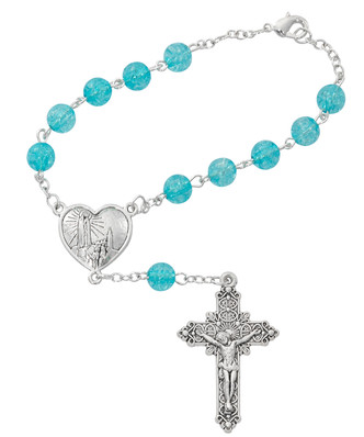(AR105C) AQUA FATIMA AUTO ROSARY