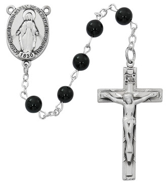 (R883F) DELUXE BLACK ONXY MIRAC ROSARY