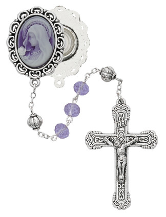 (R882F) VIOLET CAMEO LOURDES ROSARY