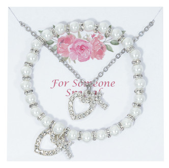 (PND14) PEARL BRAC WITH CRYS PENDANT