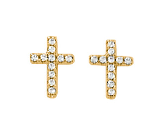 (EAR29) GOLD CRYSTAL CROSS EARRINGS