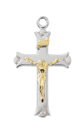 (L9267) 18" CH SS TWO-TONE CRUCIFIX