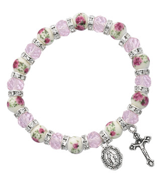 (BR236) 7.5" PINK CRYSTAL/CERAMIC STR 