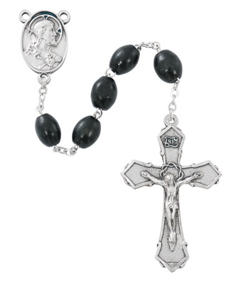 (P903R) 6X8MM BLACK WOOD ROSARY