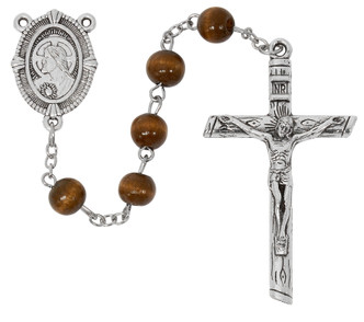 (P528C) 8MM BROWN WOOD SACRED HEART