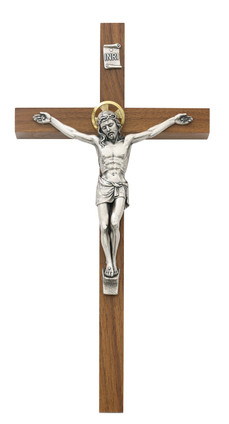 (79-42625) 8" WALNUT CRUCIFIX W/HALO