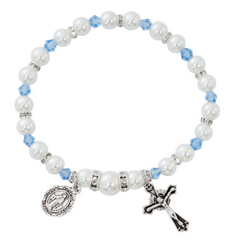 (B211) ZIRCON STRETCH ROSARY BRACELET