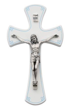 (79-66) 7" WHITE/SILVER CRUCIFIX/BLUE