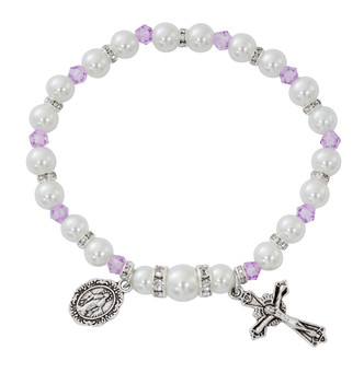 (B205C) AMETHY STRETCH ROSARY BRACELET