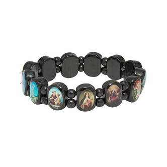 (B119C) BLACK WOOD SAINT BRACELET