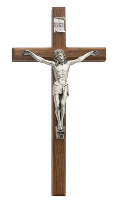 (80-06) 12" BEVELED WALNUT CRUCIFIX