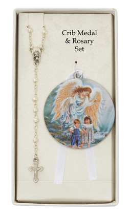 (BS73) 3D GUARDIAN ANGEL AND ROSARY 