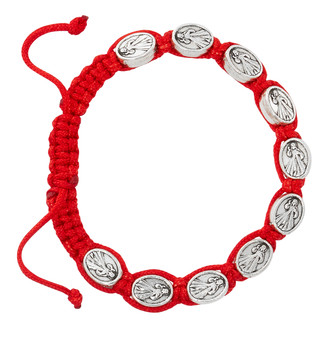 (B1125C) RED CORDED DIVINE MERCY BRACEL