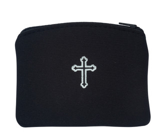 (RP24) BLACK NEOPRENE ROSARY POUCH