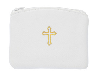 (RP25) WHITE NEOPRENE ROSARY POUCH