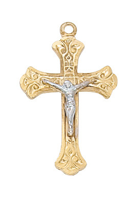 (HT8045) GP TWO TONE CRUCIFIX 18" CH & 